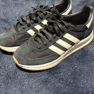 adidas Women's Black Sneakers with Cream Stripes